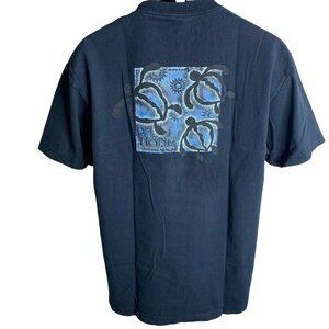 Hawaiian Legends Crewneck T Shirt L Blue Double Sided Short Sleeve Sea Turtles